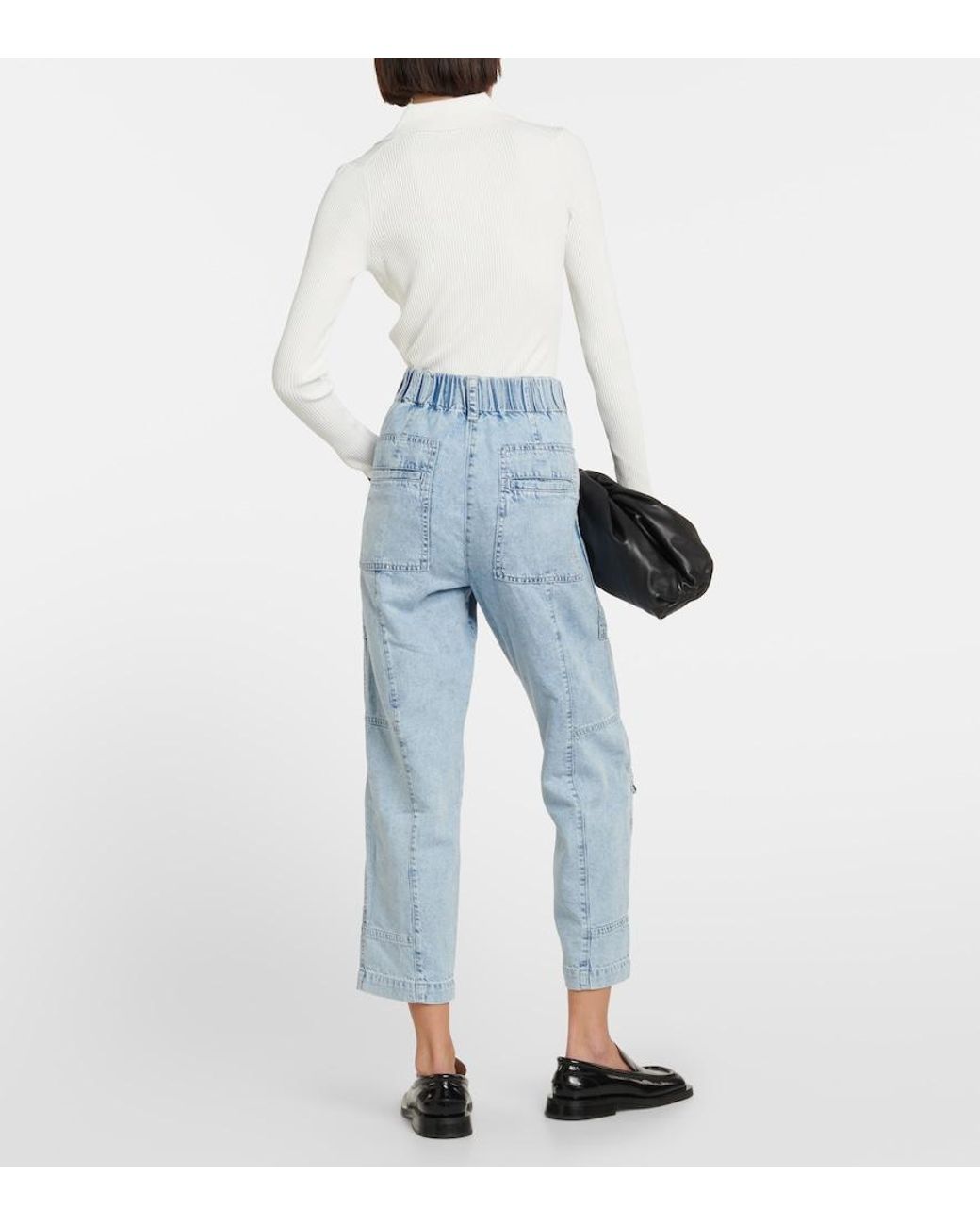 Proenza Schouler Blue Chambray High-rise Cargo Jeans
