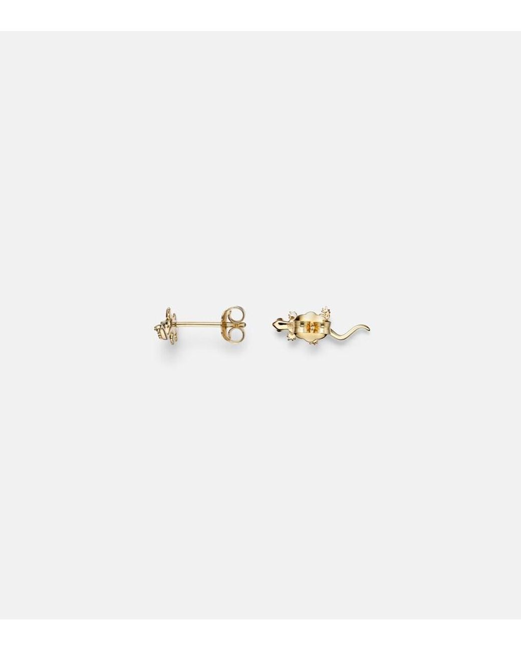 Sydney Evan White Lizard 14Kt Stud Earrings With Diamonds