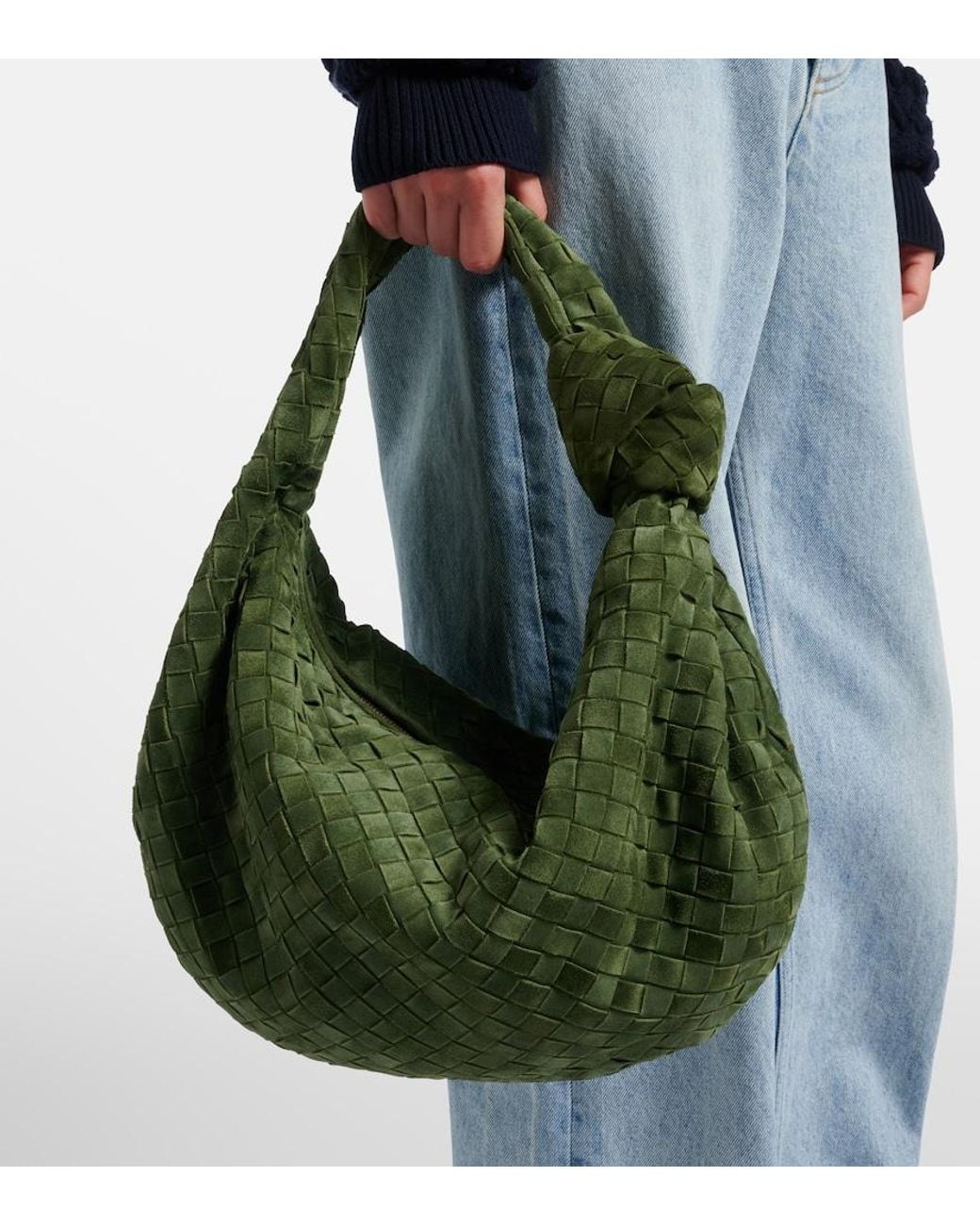 Bottega Veneta Green Jodie Small Suede Shoulder Bag
