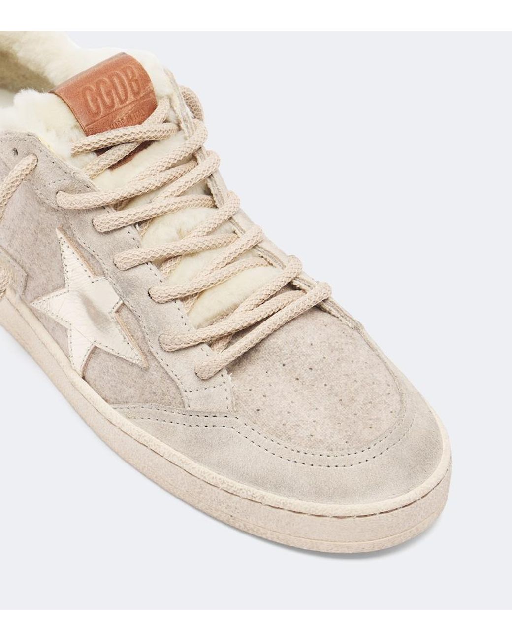Golden Goose Deluxe Brand Natural Ball Star Suede-Trimmed Sneakers
