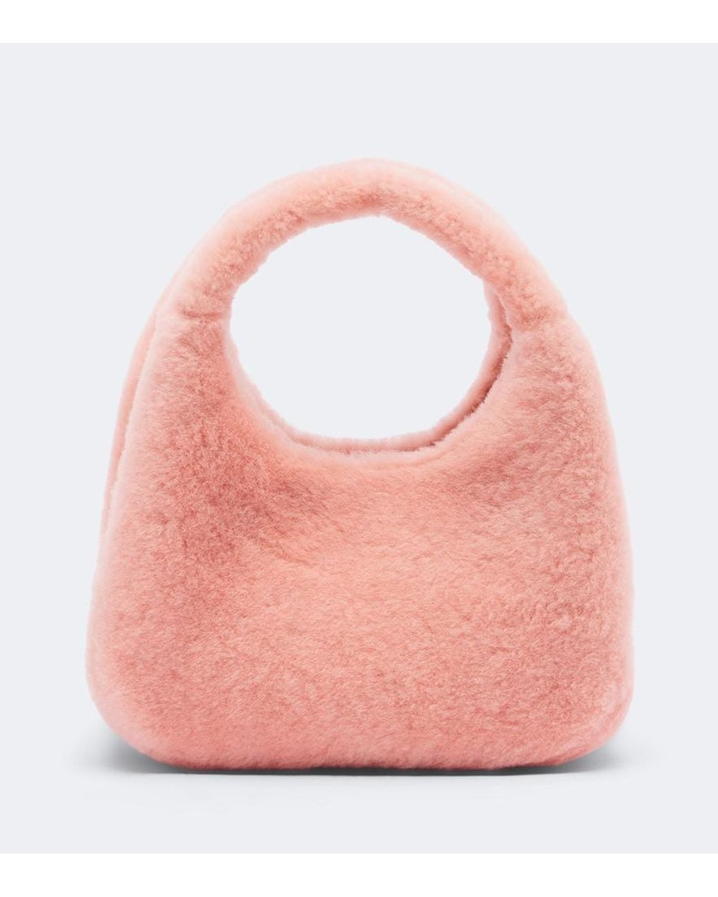 Bottega Veneta Pink Campana Intrecciato Shearling Top-Handle Bag