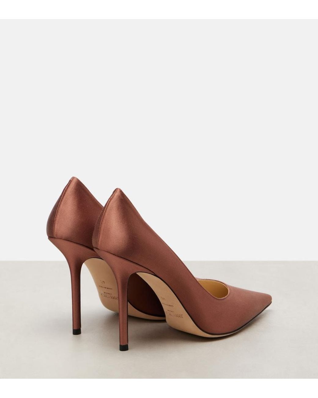 Jimmy Choo Brown Love 100 Satin Pumps