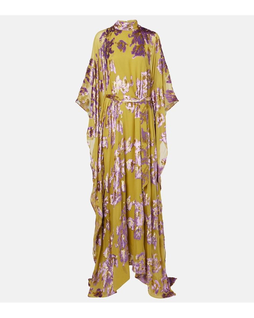 Taller Marmo Metallic Leonor Floral Fil Coupe Kaftan