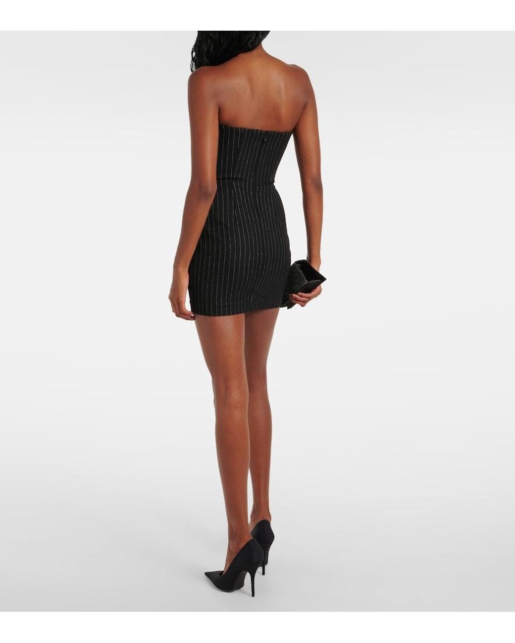 Alex Perry Black Pinstripe Strapless Minidress
