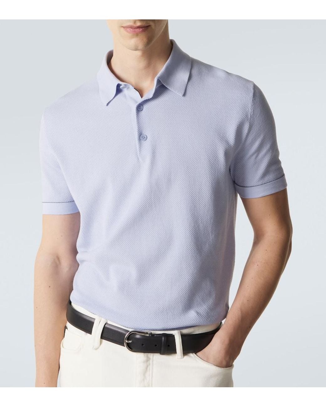 Brioni Blue Cotton Pique Polo Shirt for men
