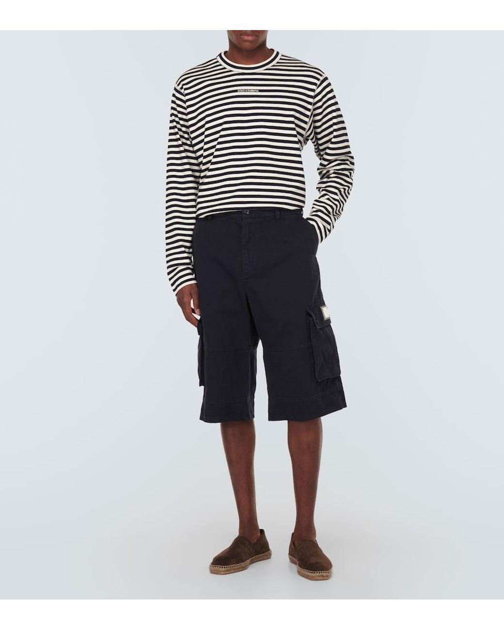 Dolce & Gabbana Blue Striped Cotton Jersey T-Shirt for men