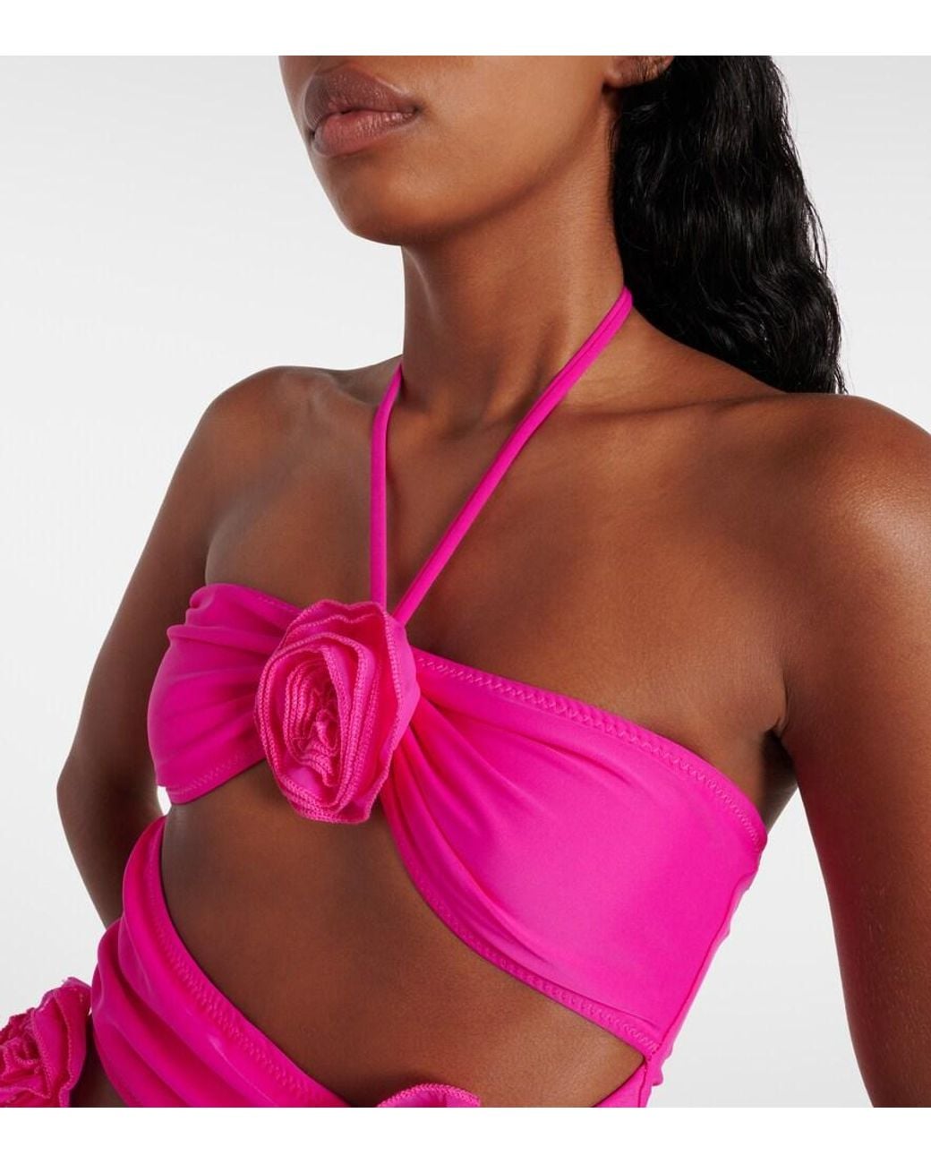 SAME Pink Floral-Applique Cutout Swimsuit