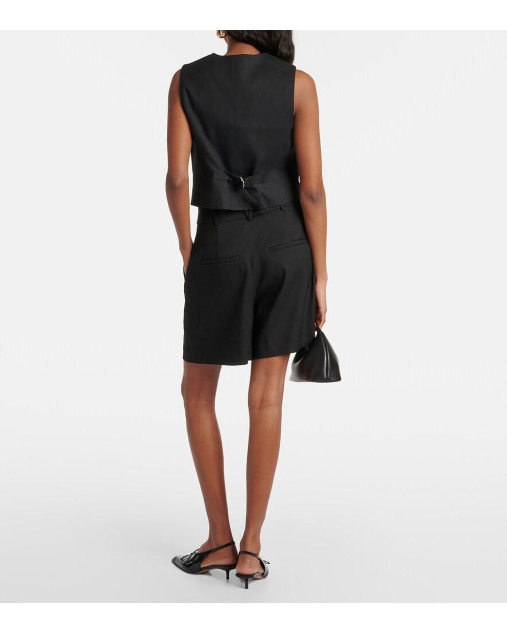 Veronica Beard Black Bennett Linen-Blend Twill Vest