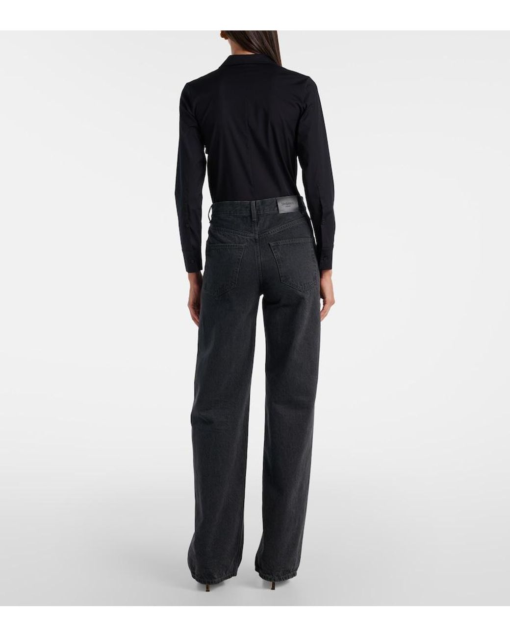 Wolford Blue Cotton-Blend Poplin Bodysuit