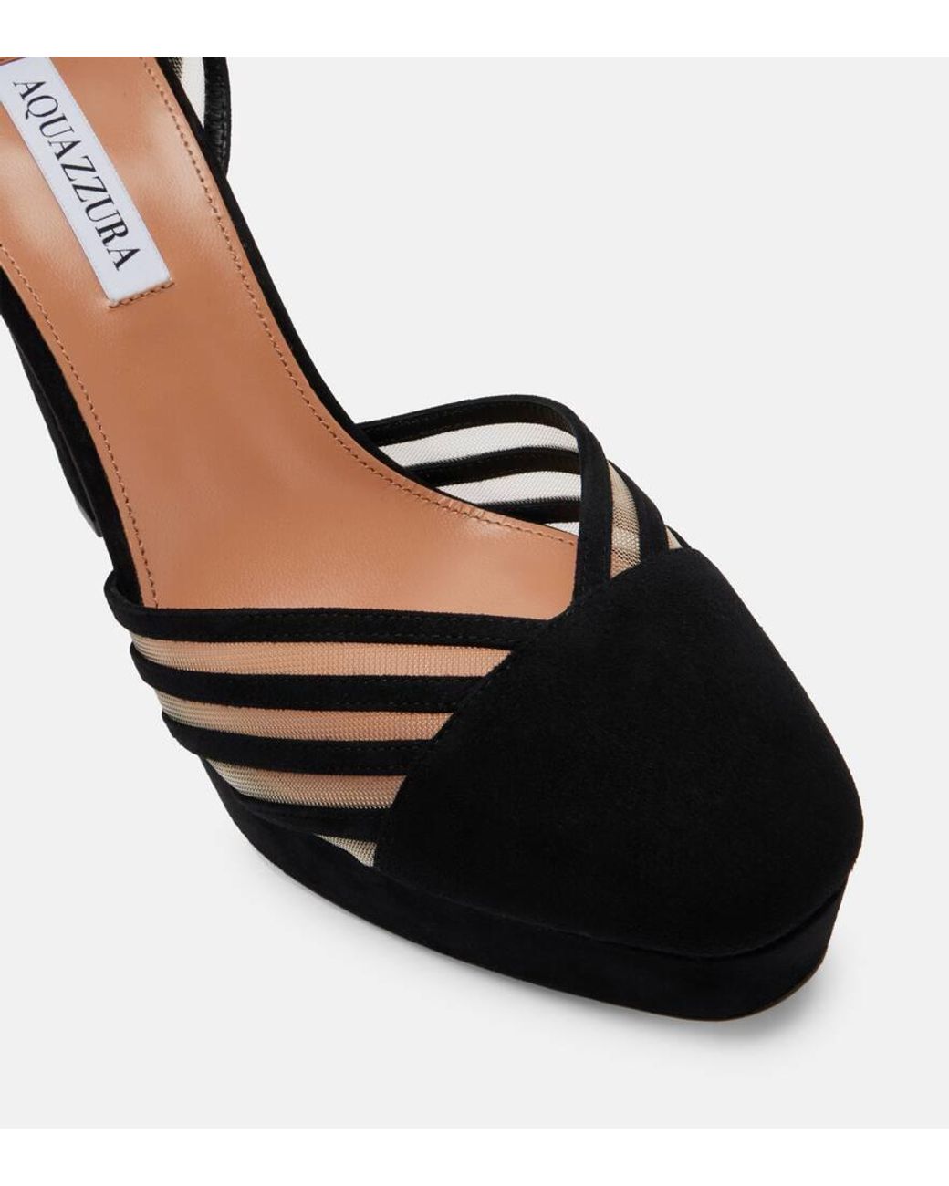 Aquazzura Black Alana Suede And Mesh Platform Pumps