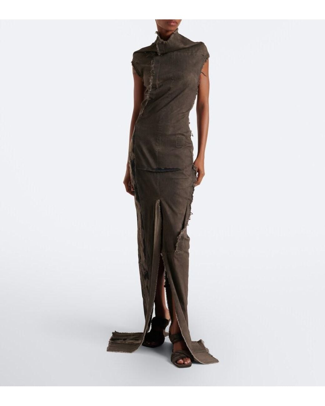 Rick Owens Gray Drkshdw Sl Etna Denim Maxi Dress