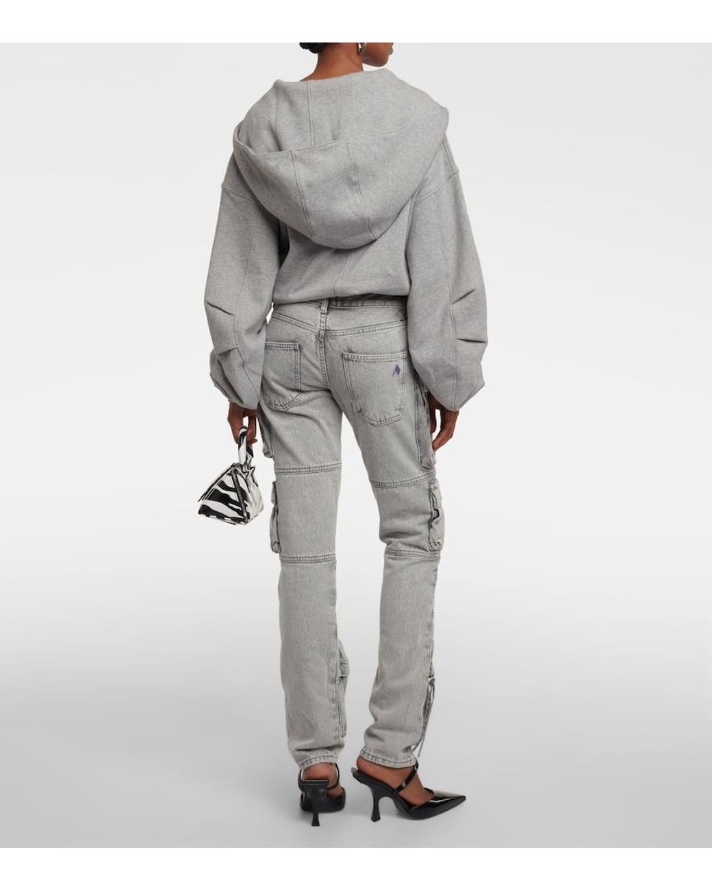 The Attico Gray Low-Rise Straight Cargo Jeans