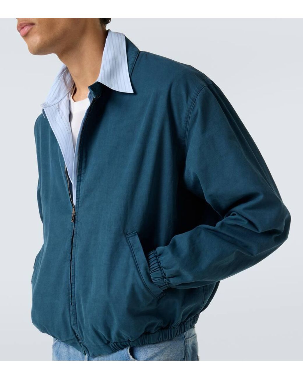 AURALEE Cotton Gabardine Blouson in Blue for Men | Lyst