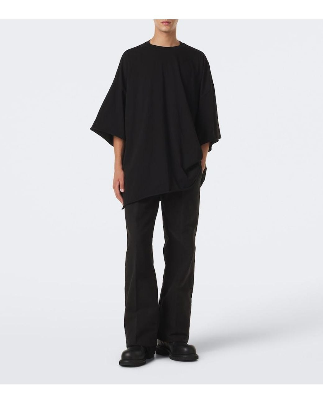 Rick Owens Black Tommy Oversized Cotton Jersey T-Shirt for men