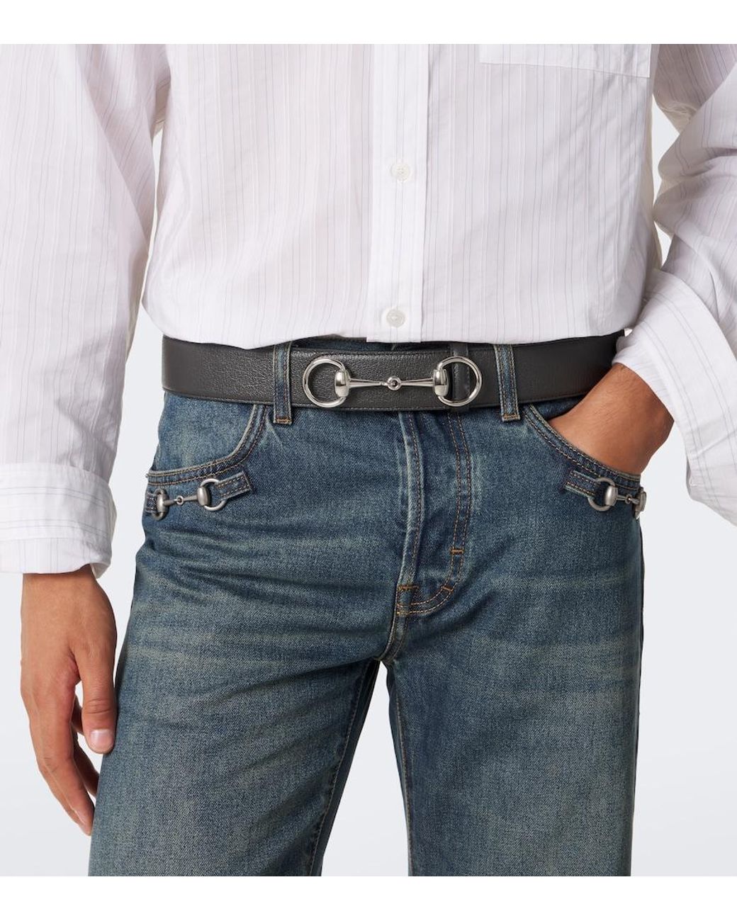 Gucci Brown Horsebit 1955 Leather Belt for men