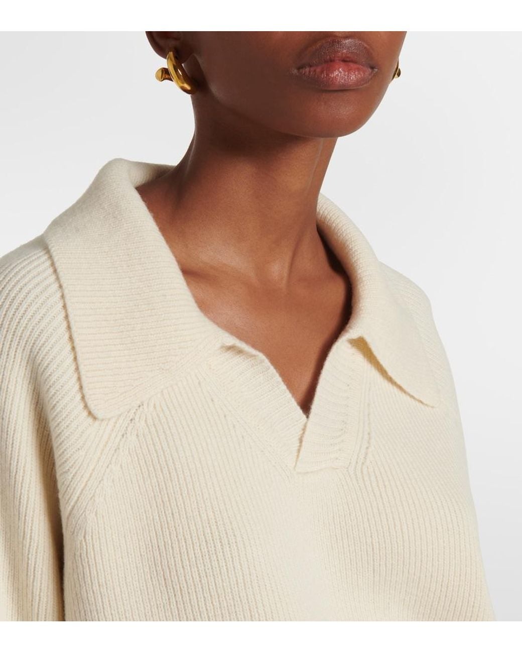 Nili Lotan Natural Selena Wool Polo Sweater