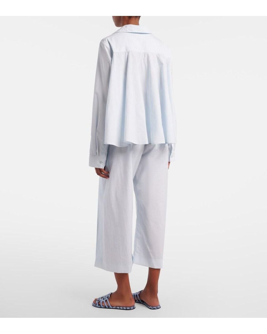 Loewe Blue Paula's Ibiza Cotton-Blend Poplin Wide-Leg Pants