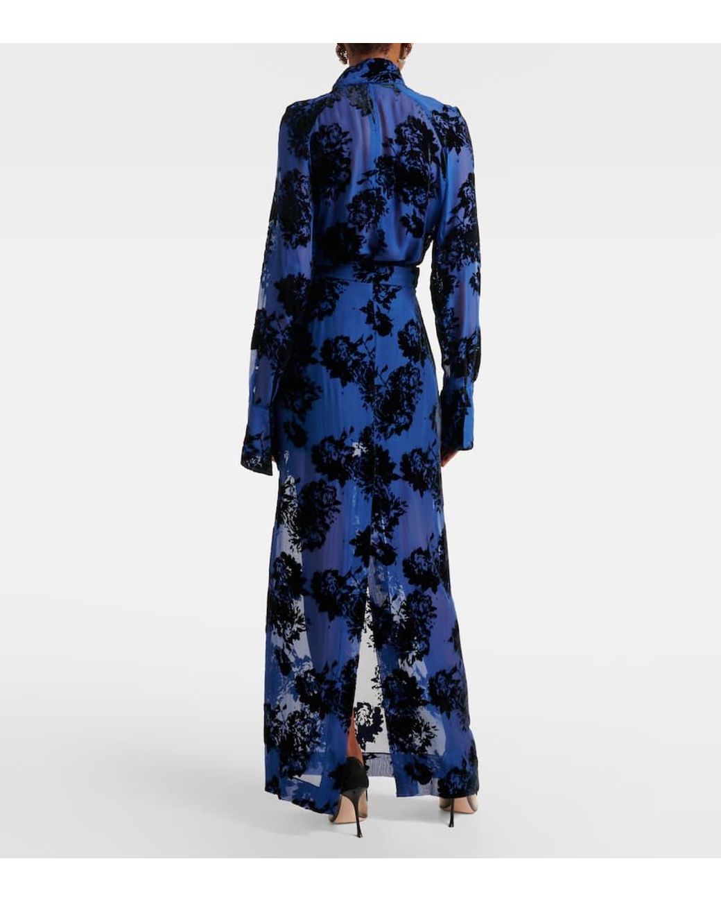 NINA RICCI スカート Devore velvet maxi skirt945595 nina-ricci-blue-Devore-Velvet-