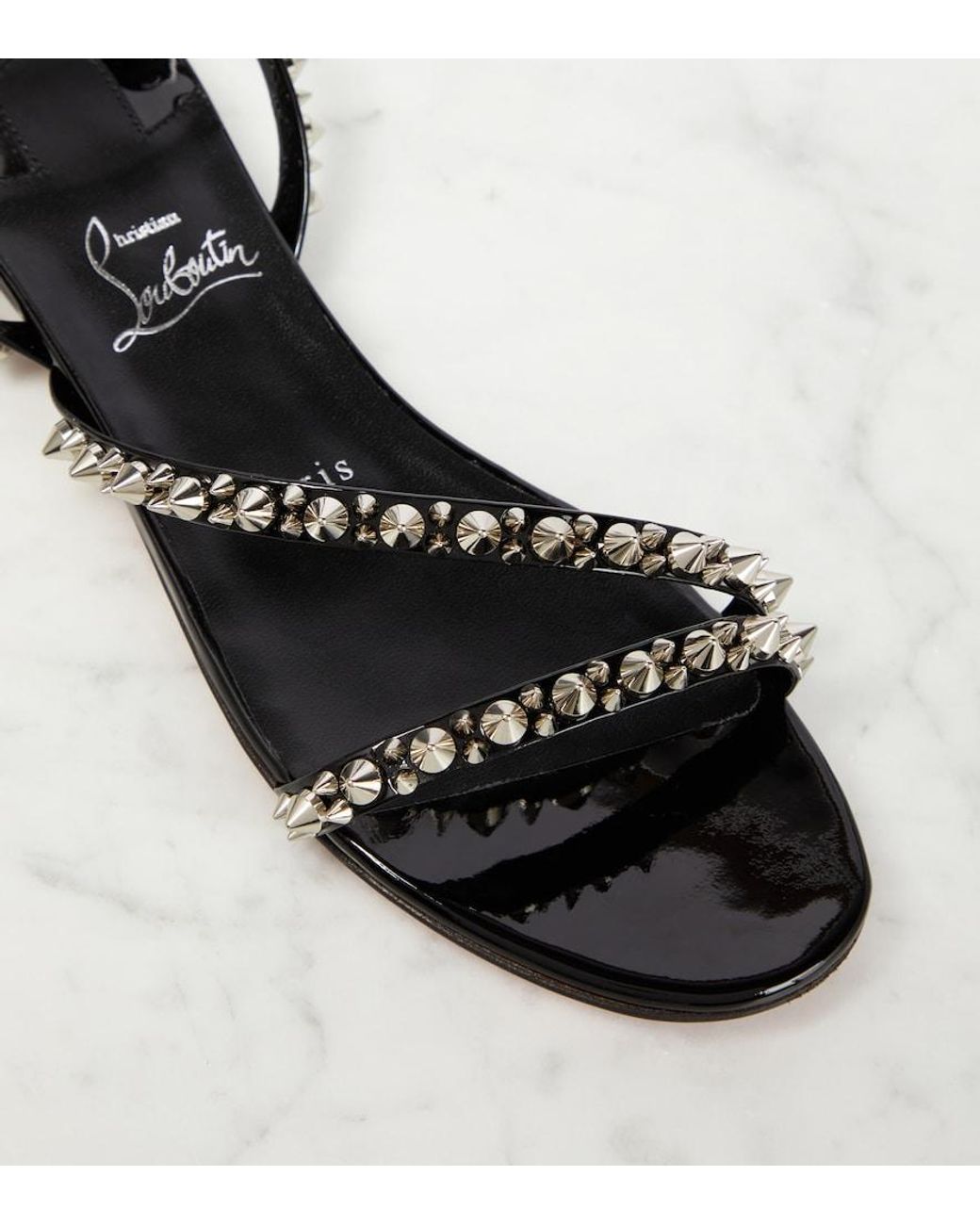 Christian Louboutin Black Mafaldina Spikes Leather Sandals