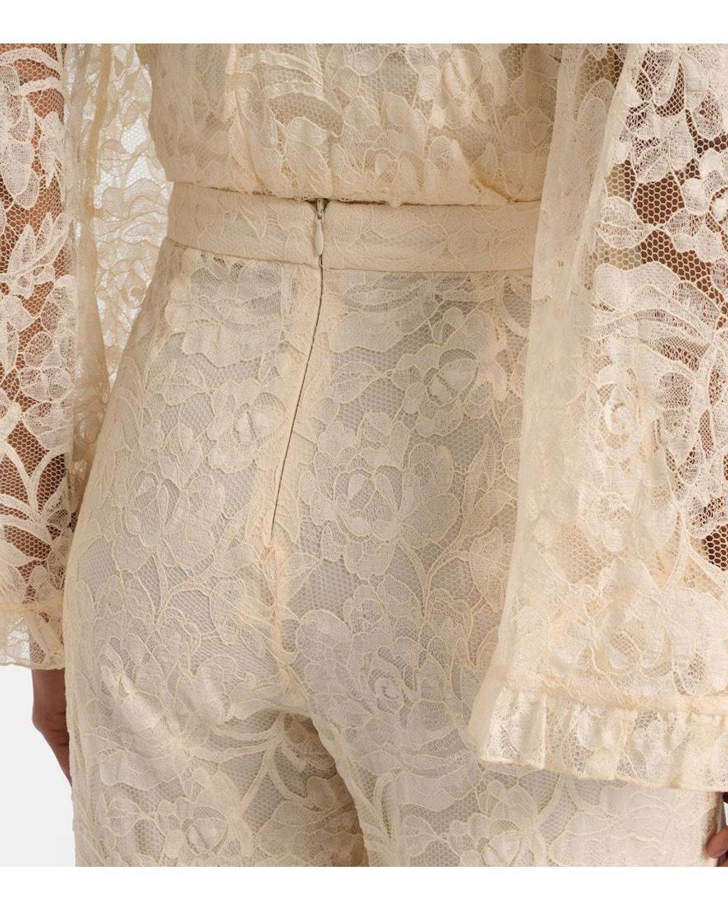 Zimmermann Natural Carousel Lace Wide-Leg Pants