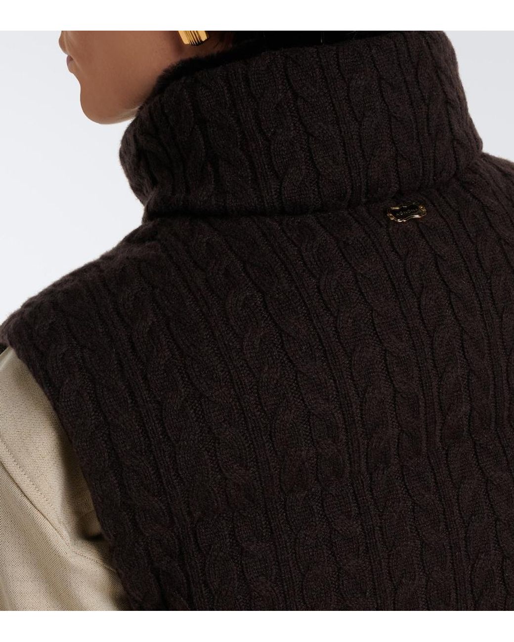 Agnona Black Cable-Knit Cashmere Puffer Vest