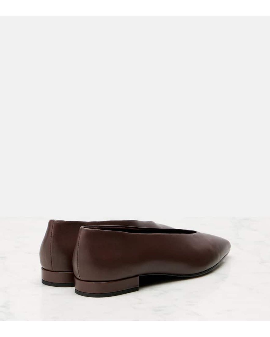 Loro Piana Brown Rebecca Leather Ballet Flats