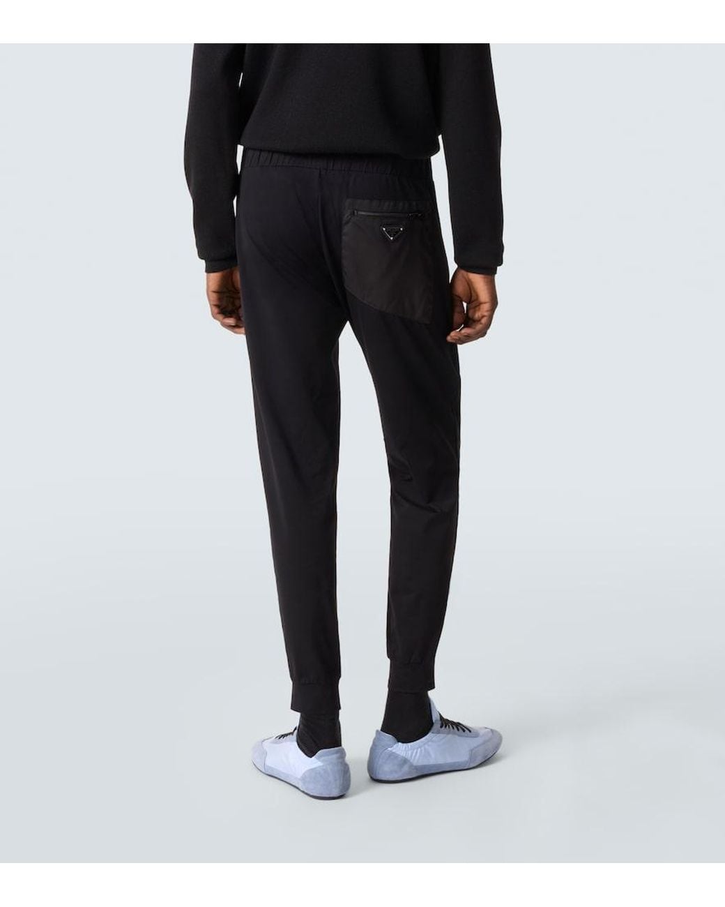 Prada Black Technical Cotton-Blend Slim Pants for men
