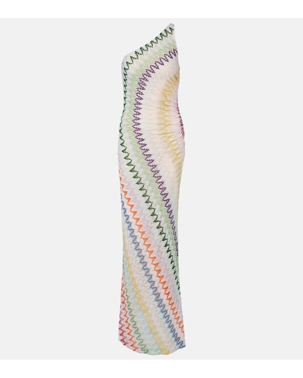 Missoni White One-Shoulder Lame Gown
