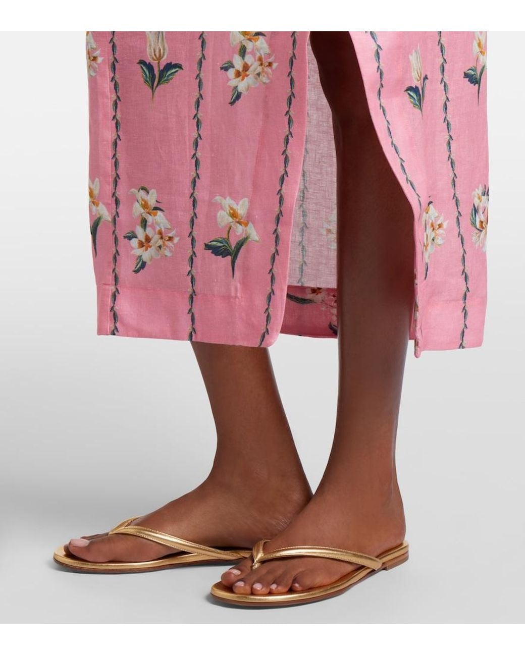 Agua Bendita Pink Tierra Floral Linen Beach Cover-Up
