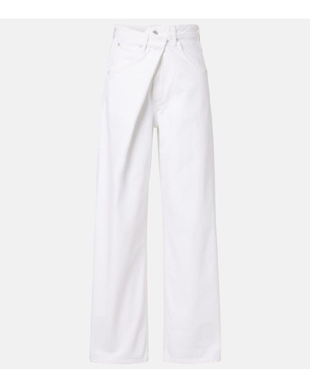 Agolde White Vana Fold Wide-Leg Jeans