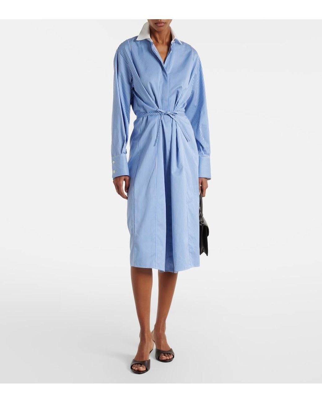 Altuzarra Blue Floyd Pinstripe Cotton Poplin Shirt Dress