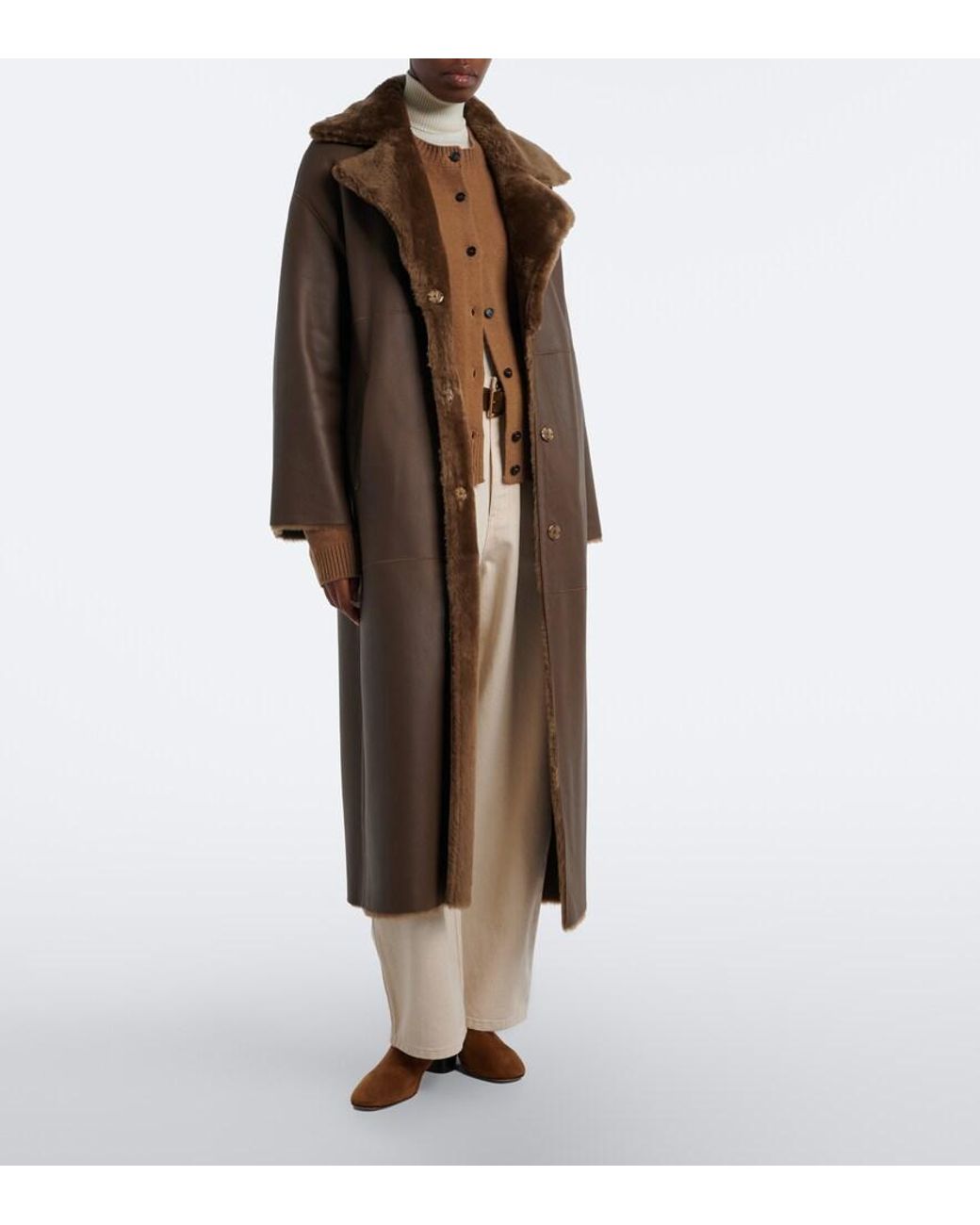Arma Brown Rien Shearling Wrap Coat
