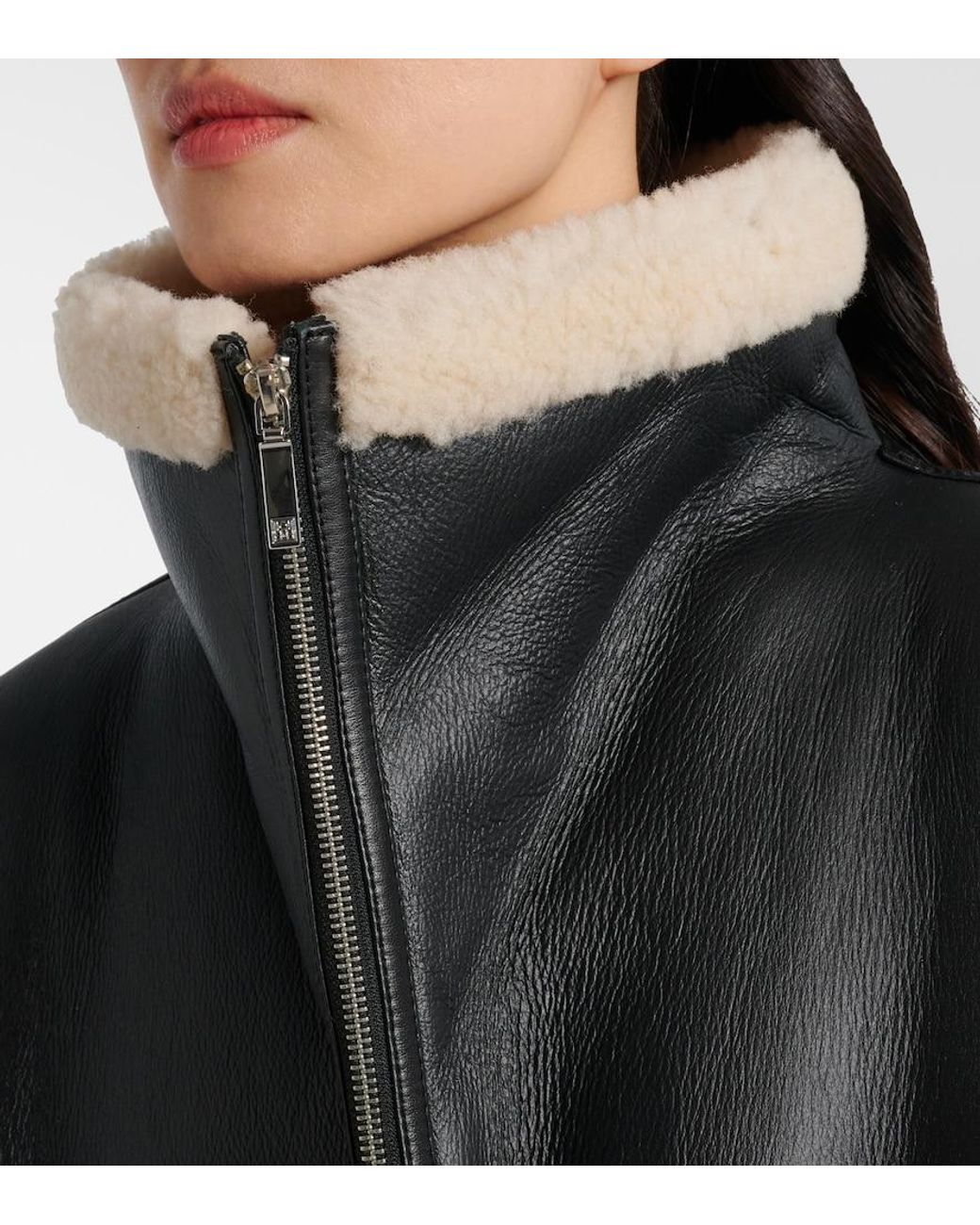 Totême  Black Shearling Leather Biker Jacket