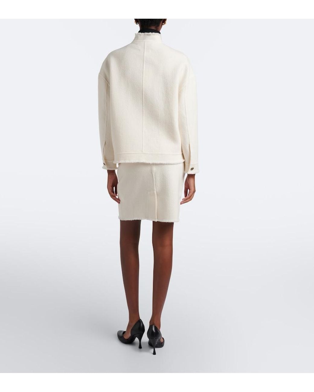 Max Mara White Virgin Wool Jersey Miniskirt