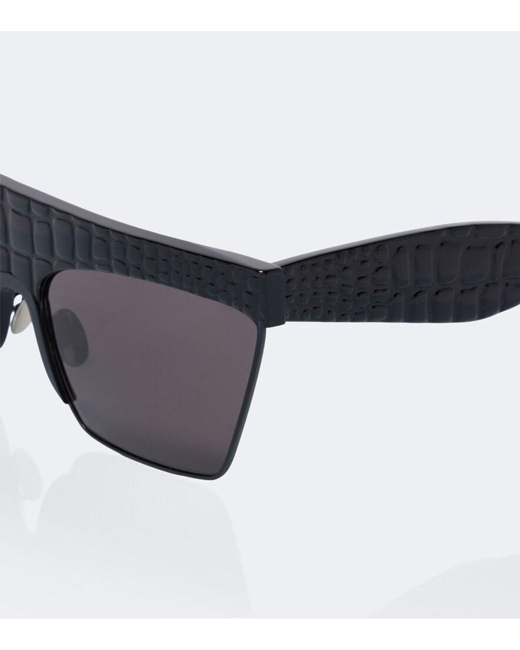 Alaïa Black Croc-Effect Flat-Top Sunglasses