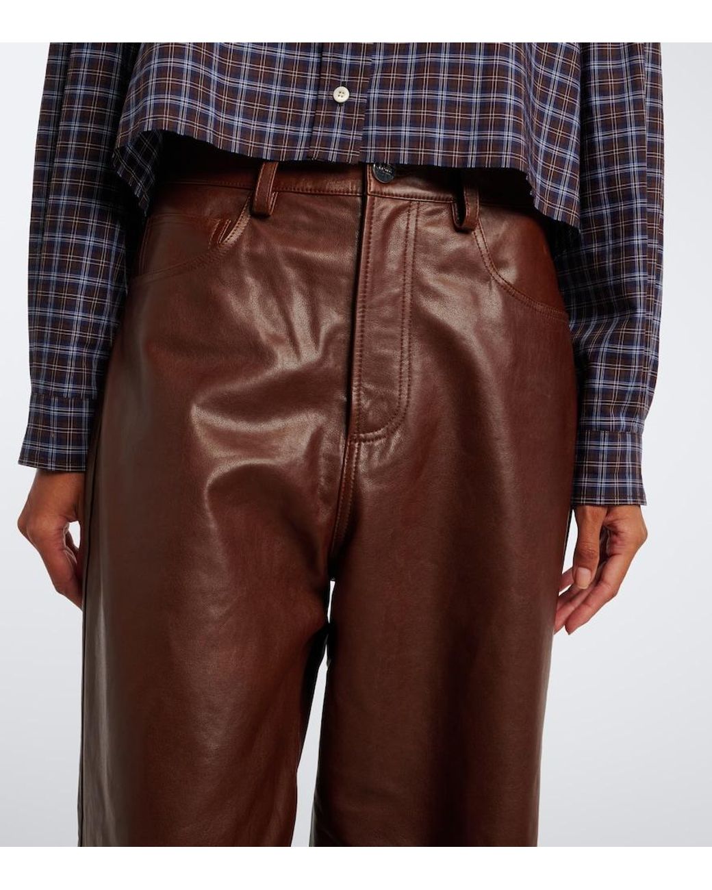 Rohe Brown Leather Wide-Leg Pants