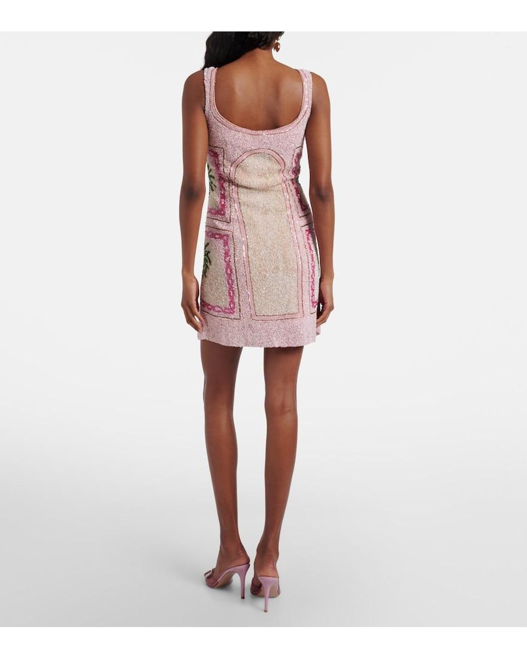 La Fuori Pink Palm Jumeirah Embellished Minidress