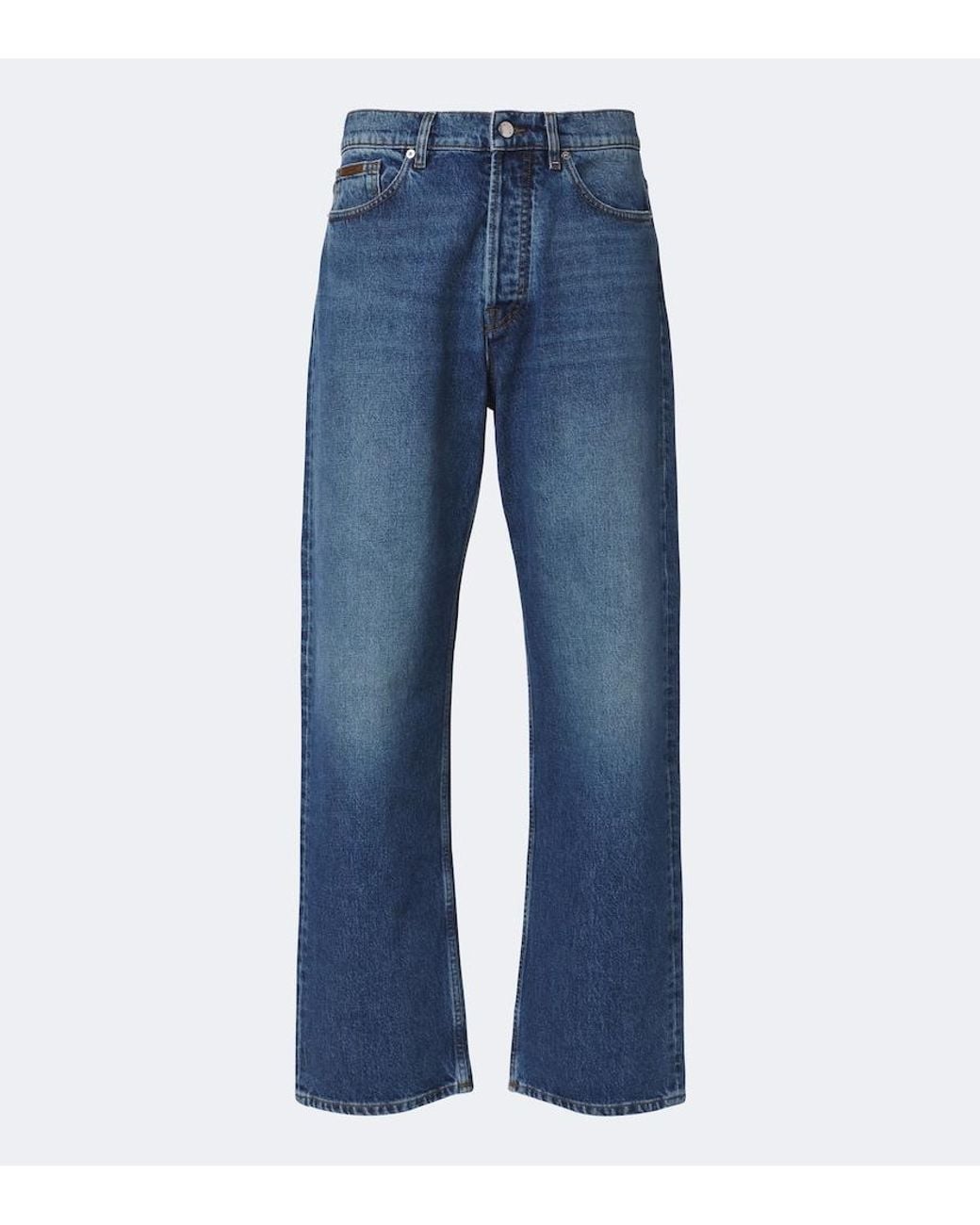 Moncler Blue Faded Straight Jeans for men