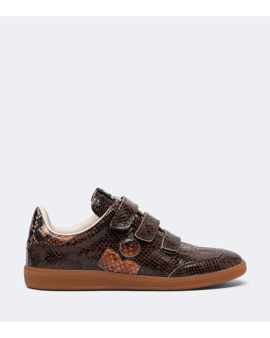 Isabel Marant Brown Beth Snake-Effect Leather Sneakers
