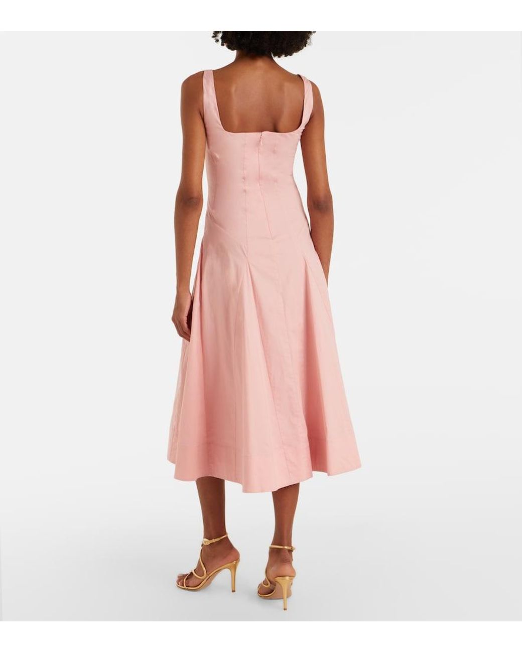 Staud Pink Willow Cotton Midi Dress