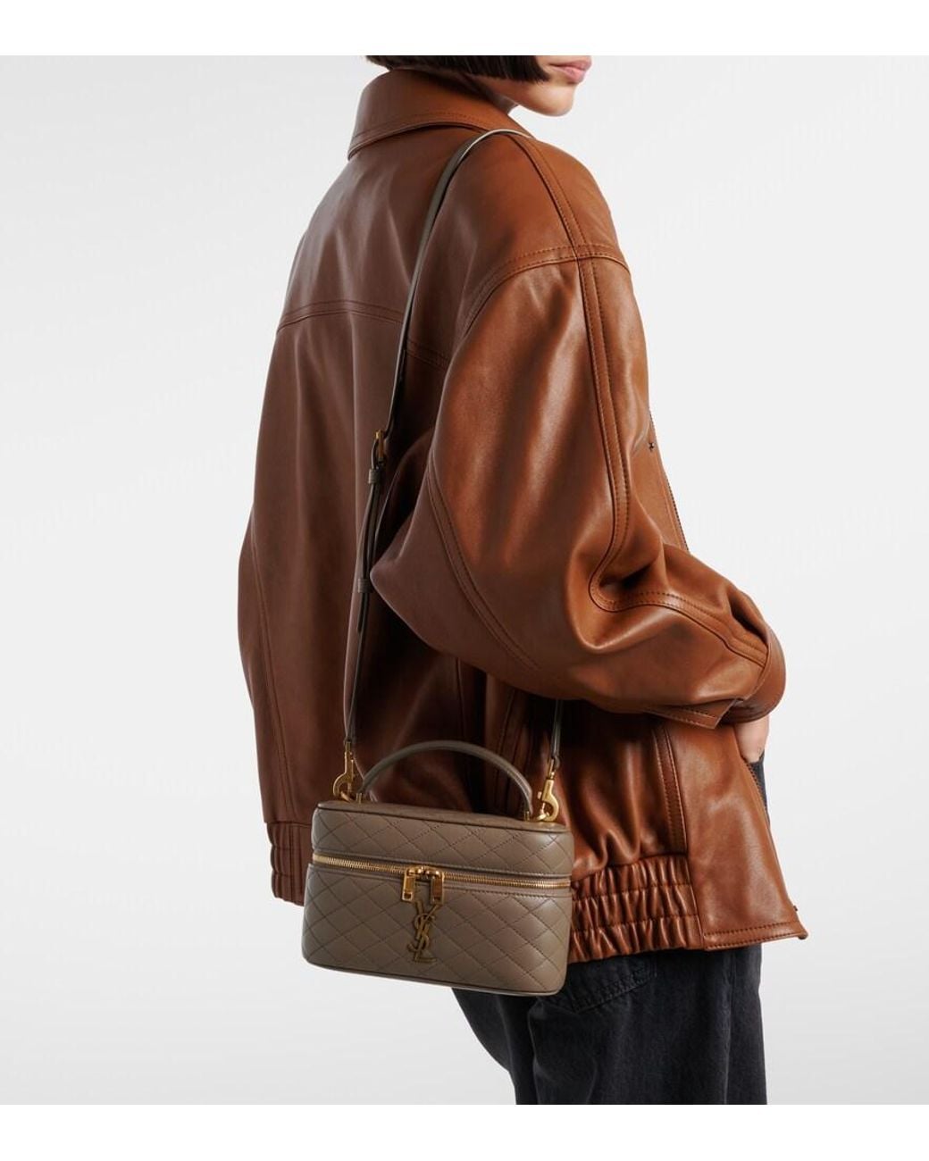 Saint Laurent White Gaby Quilted Leather Vanity Bag
