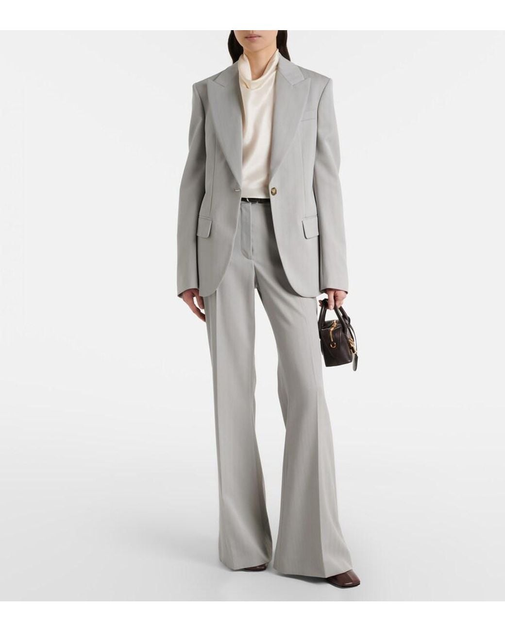 Stella McCartney Gray Striped Wool Blazer
