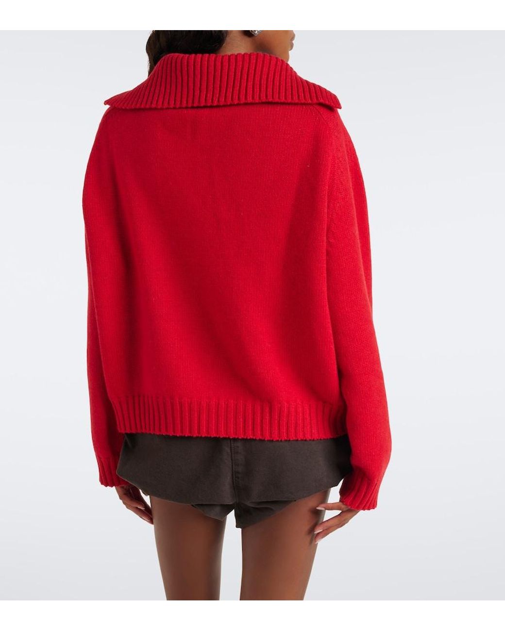 Magda Butrym Red Wool And Cashmere Polo Sweater