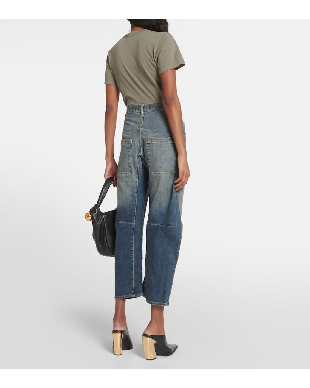 Nili Lotan Blue Shon High-Rise Barrel-Leg Jeans