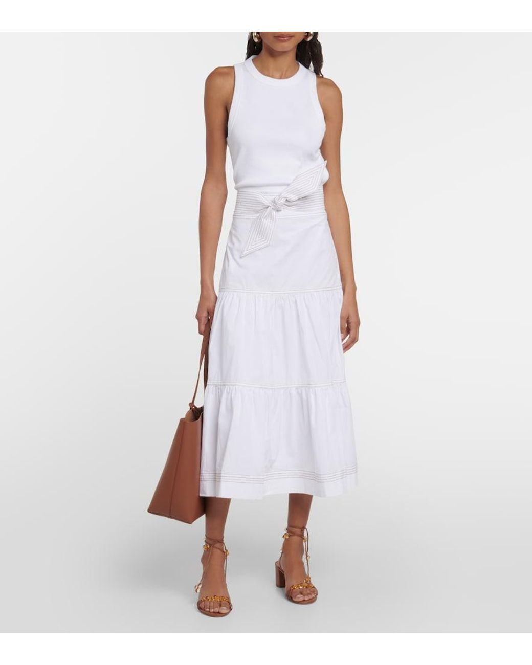 Veronica Beard White Austyn Cotton-Blend Midi Dress