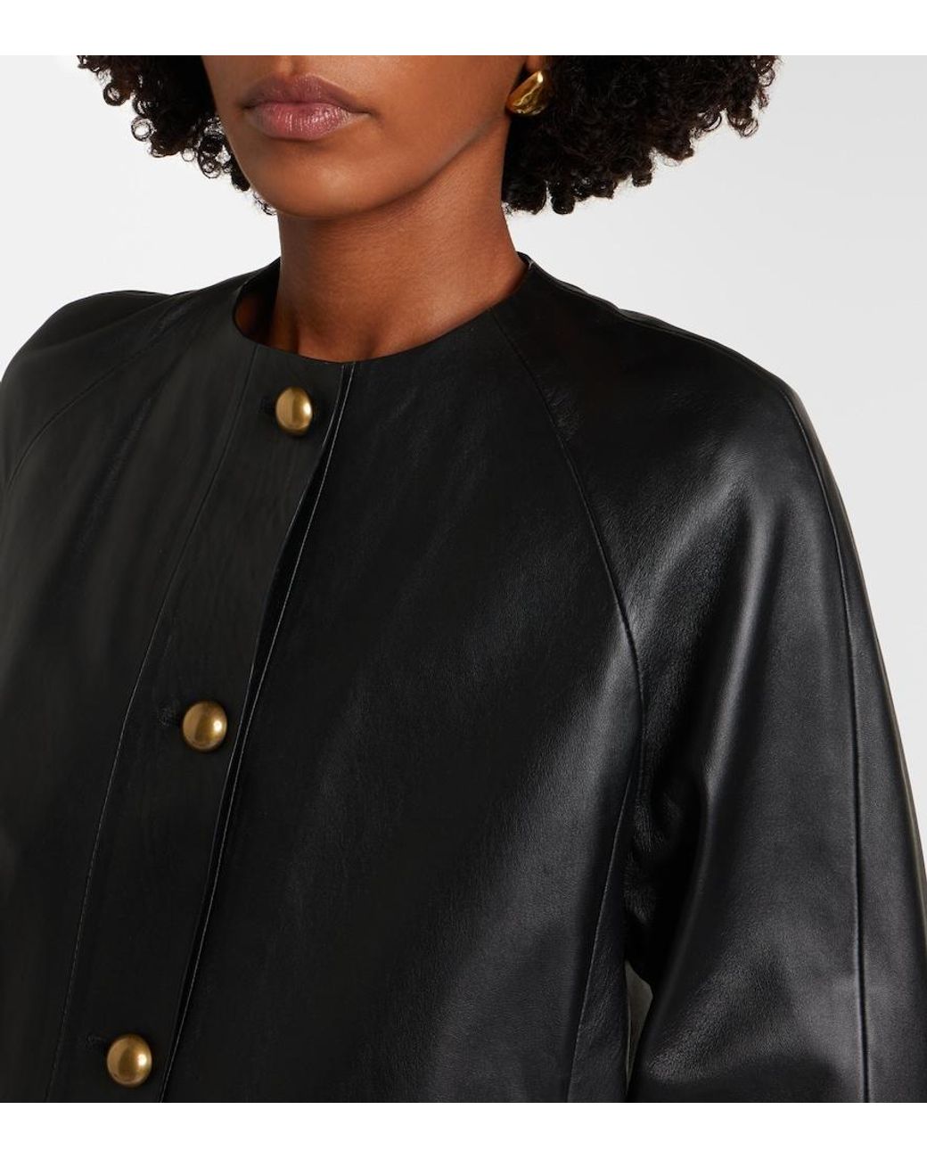 Max Mara Black Bouquet Leather Jacket