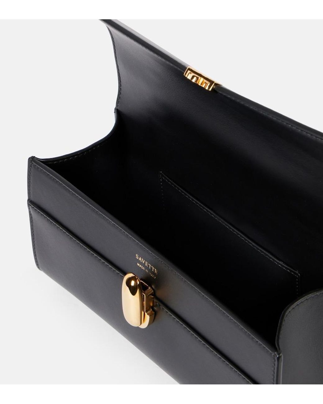 SAVETTE Black Symmetry Pochette Leather Top-Handle Bag