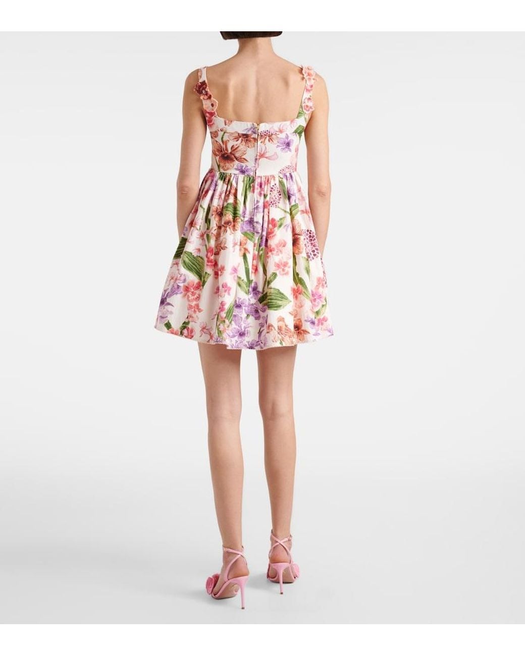 Agua Bendita Pink Barbare Floral Cotton Minidress