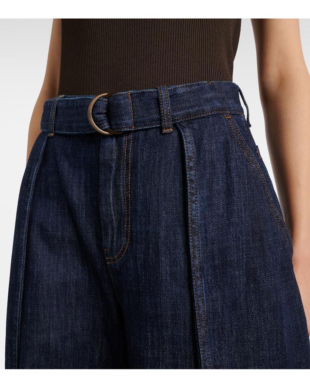 Loewe Blue Belted High-Rise Wide-Leg Jeans