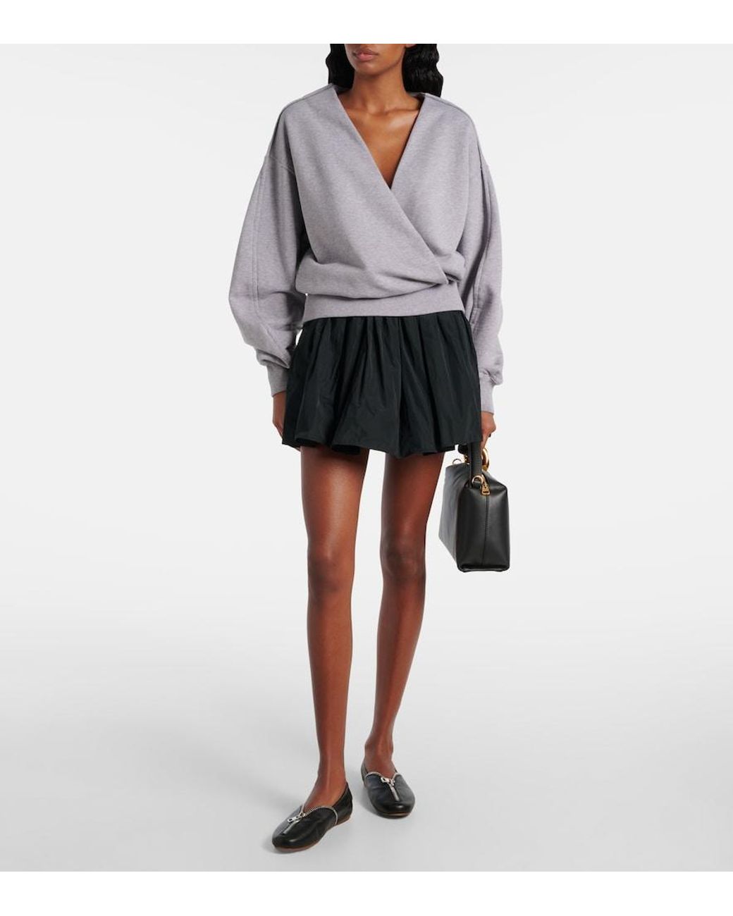 J.W. Anderson Black Gathered Taffeta Skort